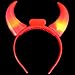 Jalousie Novelty Light up Red Devil LED Horns Headband Halloween Costume Head Boppers - 1 piece - Battery Included