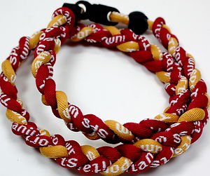 20" Maroon Gold Titanium Sports Tornado Necklace w/ Case