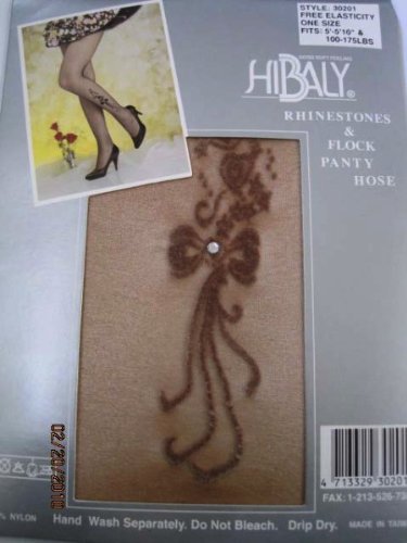 Flocking Pantyhose / Queen / Heart & Star with Bow design, Color: Black - Case Pack 120 SKU-PAS1042659