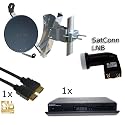 HDTV Sat-Anlage, 80cm Spiegel, Twin LNB, Edision Piccollo schwarz, 1m HDMI Kabel