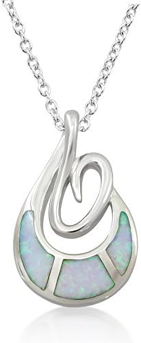Created Opal Pendant Necklace with 18 Inch Silver Chain