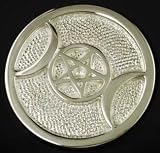 NEW Small Silver Plated Triple Moon Altar Tile (Incense Burners, Charcoal, Accessories)