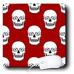 Mark Grace PATTERNS skulls - PATTERN halloween skull 1 on red - Mouse Pads
