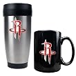 Houston Rockets Stainless Steel Travel Tumbler & Black Ceramic Mug Set - Primary Logo NBA Basketball