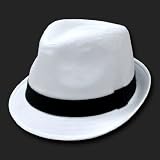 White & Black Basic Woven Fedora Hat Hats Size Sm/Med