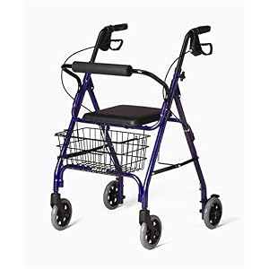 Medline Folding Rollator Walker with Padded Seat