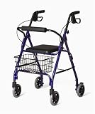 Medline Deluxe Folding Rollator Walker, Blue