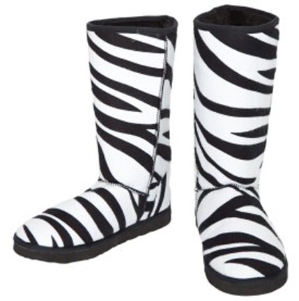 Boxercraft Zebra Print Flannel Outdoor Bootie BLACK/WHITE ZEBRA PRINT AL (9/10)