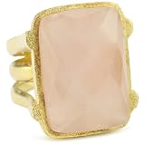 SHEILA FAJL Rose Quartz 18k Gold-Plated Ring, Size 7