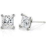 Diamond Princess Stud Earrings in White Gold 1-1/2ctw (GH/SI)
