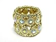 Gold Tone Two Row Aurora Borealis Crystal Thick Stretch Ring