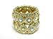 Gold Tone Two Row Aurora Borealis Crystal Thick Stretch Ring