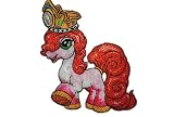 Filly Princess Crystal 7 cm * 8,1 cm BÜGELBILD AUFNÄHER APPLIKATION orange Krone Tier Tiere Pferd Pferde Einhorn Fairy PATCH