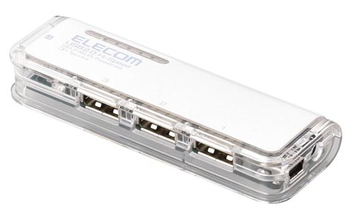 ELECOM U2H-J4SLWH �X�e�B�b�N�^�C�v3+1�|�[�gUSB2.0�n�u