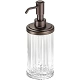 InterDesign Alston Soap & Lotion Dispenser, for Kitchen or Bathroom Countertops - Clear/Bronze
