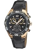 Accurist Men's Quartz Watch with Black Dial Chronograph Display and Black Leather Strap MS837B