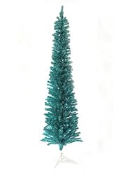 7.5' Wild Teal Pencil Tinsel Artificial Christmas Tree