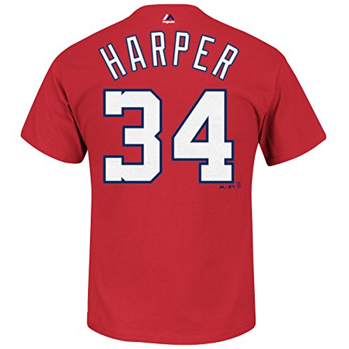 MLB Majestic Bryce Harper Washington Nationals Player T-Shirt - Red