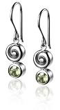Sterling Silver Swirl Drop Earrings w/ Peridot by Zina