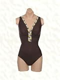 It Figures! Tummy Thinner Collection Zig Zag V-Neck Shirred Tank Style Swimsuit RETAIL VALUE $109