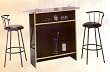 BEAUTIFUL BLACK OVAL BAR TABLE W. 2 SWIVEL BAR STOOLS