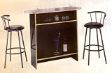 BEAUTIFUL BLACK OVAL BAR TABLE W. 2 SWIVEL BAR STOOLS
