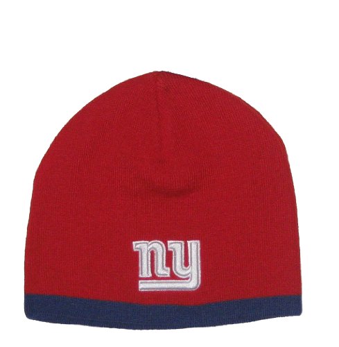 New York Giants NFL Reebok Red & Blue Trim Knit Beanie Hat