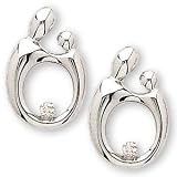 14K White Gold Mother and Child Pierced Earrings (Pair) w/Diamond