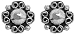 Sterling Silver Oxidized Flower Clip On Earrings W/ Dome Center