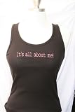 Black Embroidered Beater Style Tank Top It's All About Me