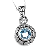 Sterling Silver Cobblestone w/ Aqua Glass Pendant