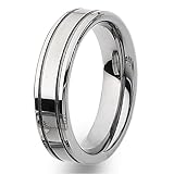 Grooved Polished Tungsten Carbide Ring (6.0 mm) - Sizes 6-13