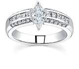0.98 CT MARQUISE DIAMOND 18K WHITE GOLD RING NEW