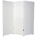 Oriental Unlimited Woven Fiber Low White Privacy Screen Room Divider-48 Inch - SS4FIBER-WHT-3P