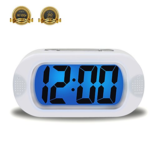 ZHPUAT Colorful Light Digital Alarm Clock with Snooze, Simple Setting, Progressive Alarm, Battery Operated, Shockproof, The Ideal Gift Clock For Kids & Convenient for Travel (White)