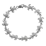 High Polished Sterling Silver Sea Turtle Bracelet
