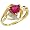 10k Gold Trillion Ring, w/ Brilliant Cut Diamonds & Trillant Cut July Birthstone 6mm Created Ruby Stone, 7/16 in. (11mm) wide, size 4