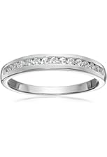 Sterling Silver Channel Set Round CZ Stackable Wedding Band Engagement Ring, Rhodium Plated