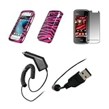 411HgxWOmlL. SL160  Nokia Nuron 5230   Premium Hot Pink and Black Zebra Stripes Design Snap On Cover Hard Case Cell Phone Protector + Crystal Clear Screen Protector + Rapid Car Charger + USB Data Charge Sync Cable for Nokia Nuron 5230