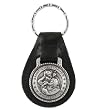 St Christian Key Ring - Genuine Leather and Pewter Saint Christopher Key Chain