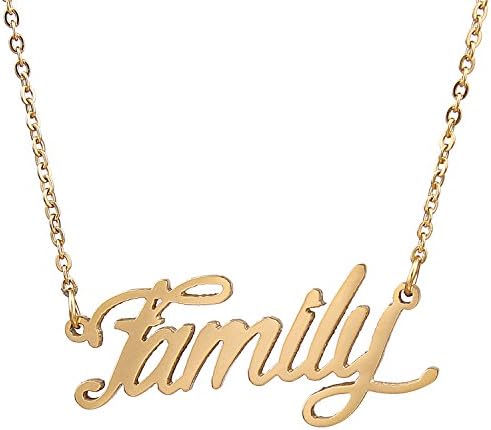 AOLO Family Necklace Cursive Words Letter Charm Necklace