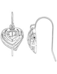 Aloha Heart Earrings in 14K White Gold - 11mm