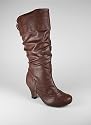 Slouchy Leatherette Heel Boot