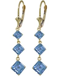 14k Solid Gold Blue Topaz Leverback Earrings