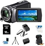 Sony HDR-CX200 HDR-CX200B HDR-CX200/B High Definition Handycam 5.3 MP Camcorder with 25x Optical Zoom + 16GB High Speed SDHC Card + High Capacity Battery + Rapid AC/DC Charger + Deluxe Case + Much More!