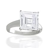 Sterling Silver Vintage Style CZ Diamond Asscher Solitaire Engagement Ring