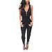 Weixinbuy Women's V Neck Clubwear Casual Romper Jumpsuit Pants Party Dress L Black