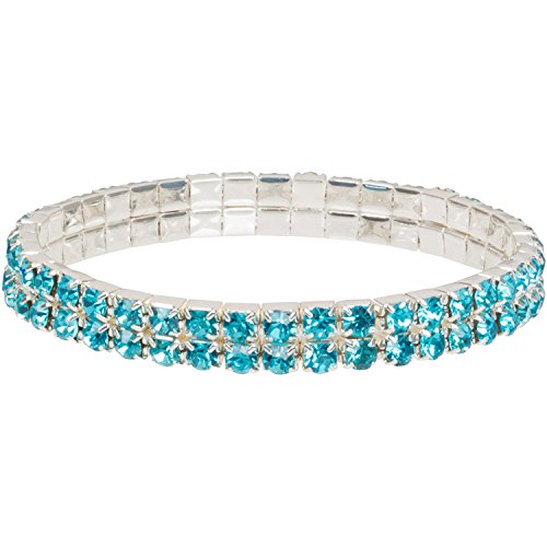 Double Tier Swarovski Element Stretch Caribbean Blue Crystal Bracelet