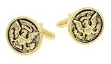 JJ Weston antiqued finish yellow gold plated Presidential seal cufflinks with presentation box. Made in the U.S.A