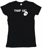 TGIF 13th Hockey Mask Logo Women's Babydoll Petite Fit Tee Shirt in 6 Colors Small thru XL